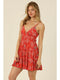Spaghetti Strap Open Back Tiered Sundress - Red