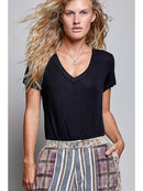 Jersey Stone Washed V-Neck Top
