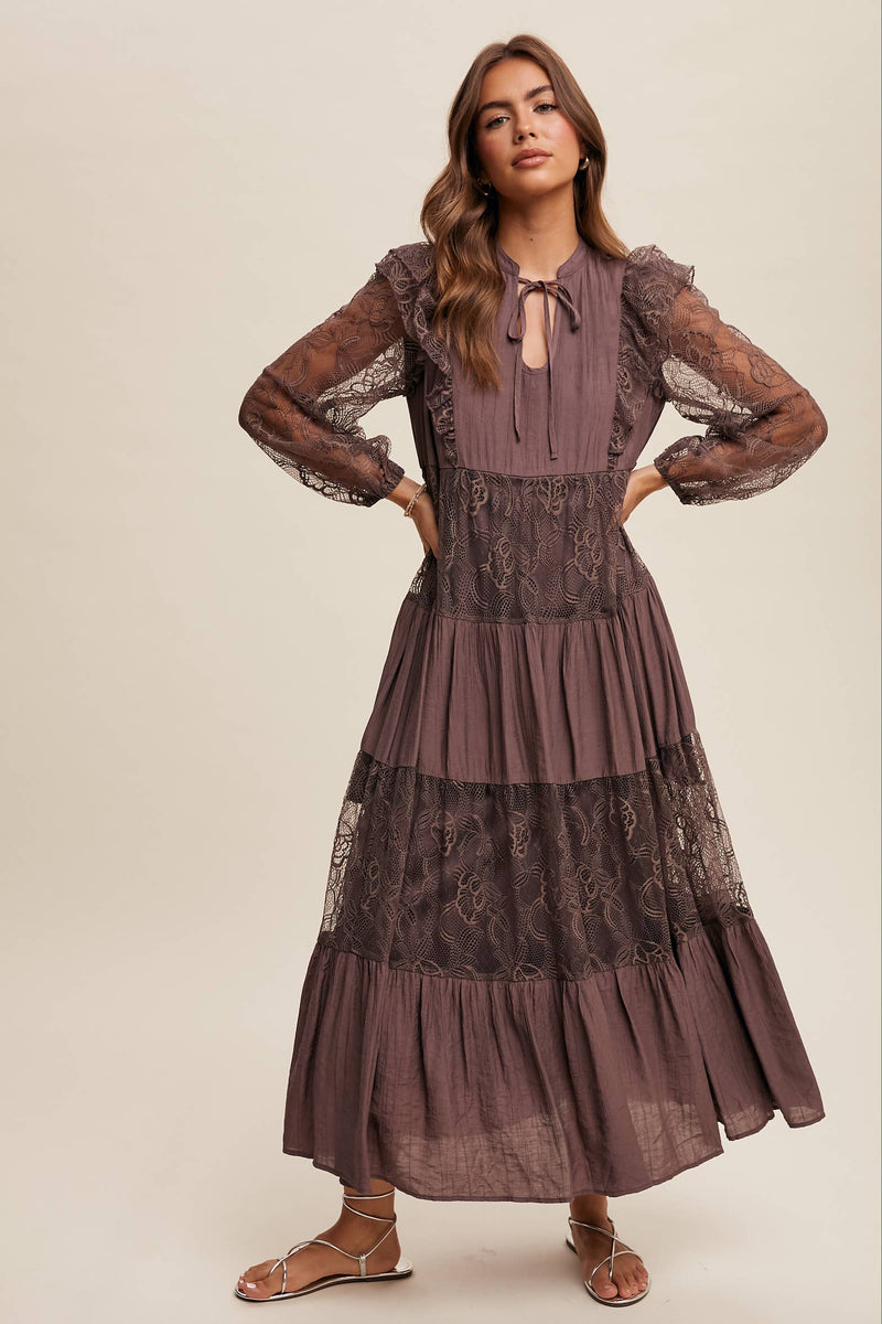 Tiered Lace Maxi Boho Dress