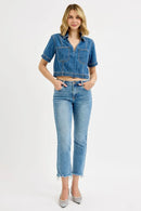 High Rise-Crop Straight-Slim Jeans