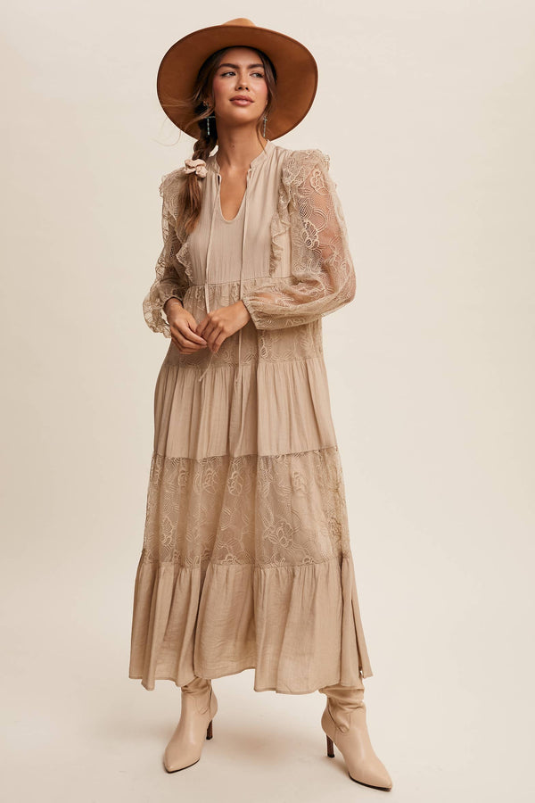 Tiered Lace Maxi Boho Dress