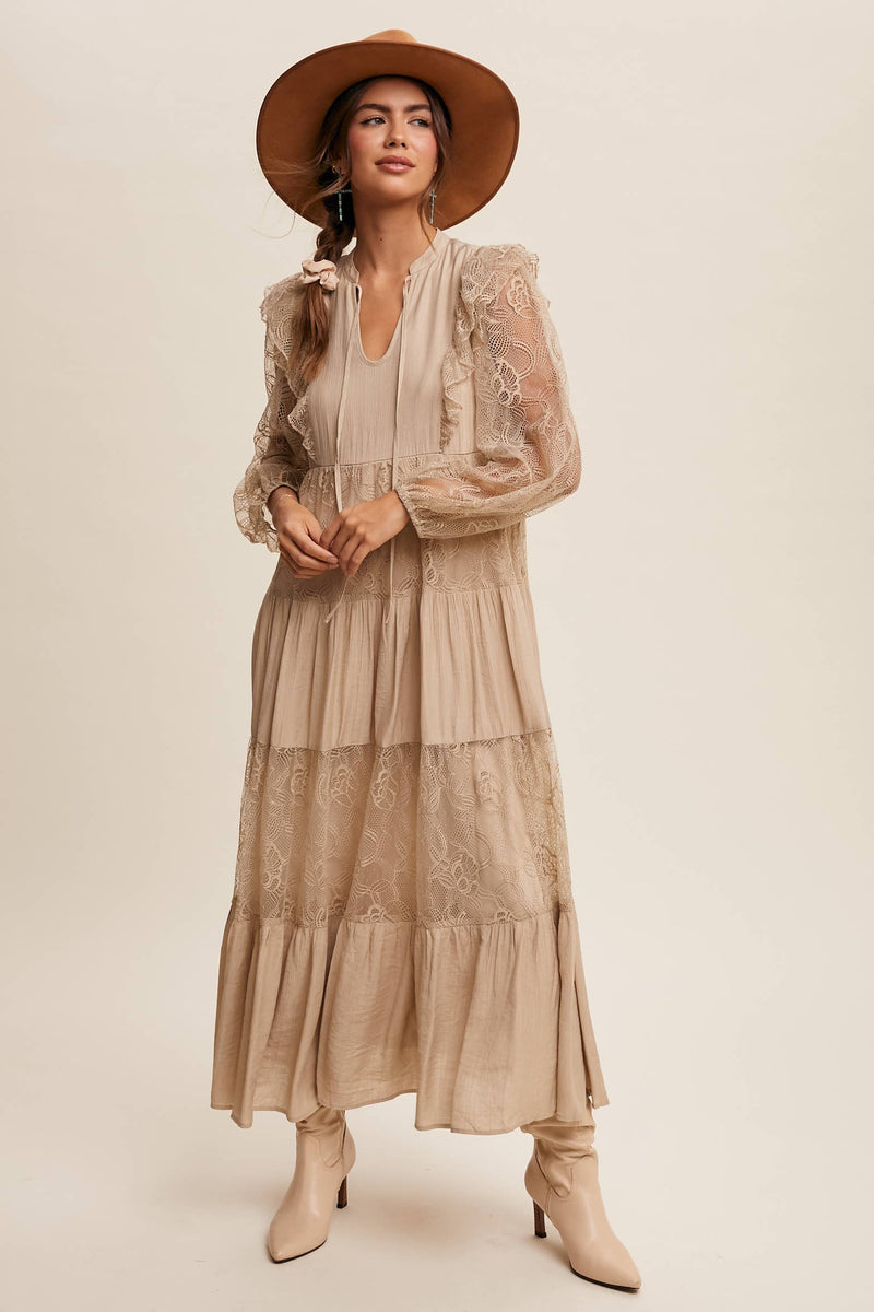 Tiered Lace Maxi Boho Dress