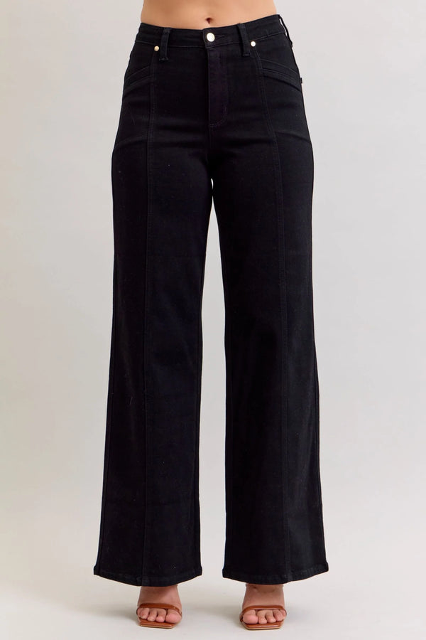 Judy Blue HW Retro Wide Leg Black Denim Jeans