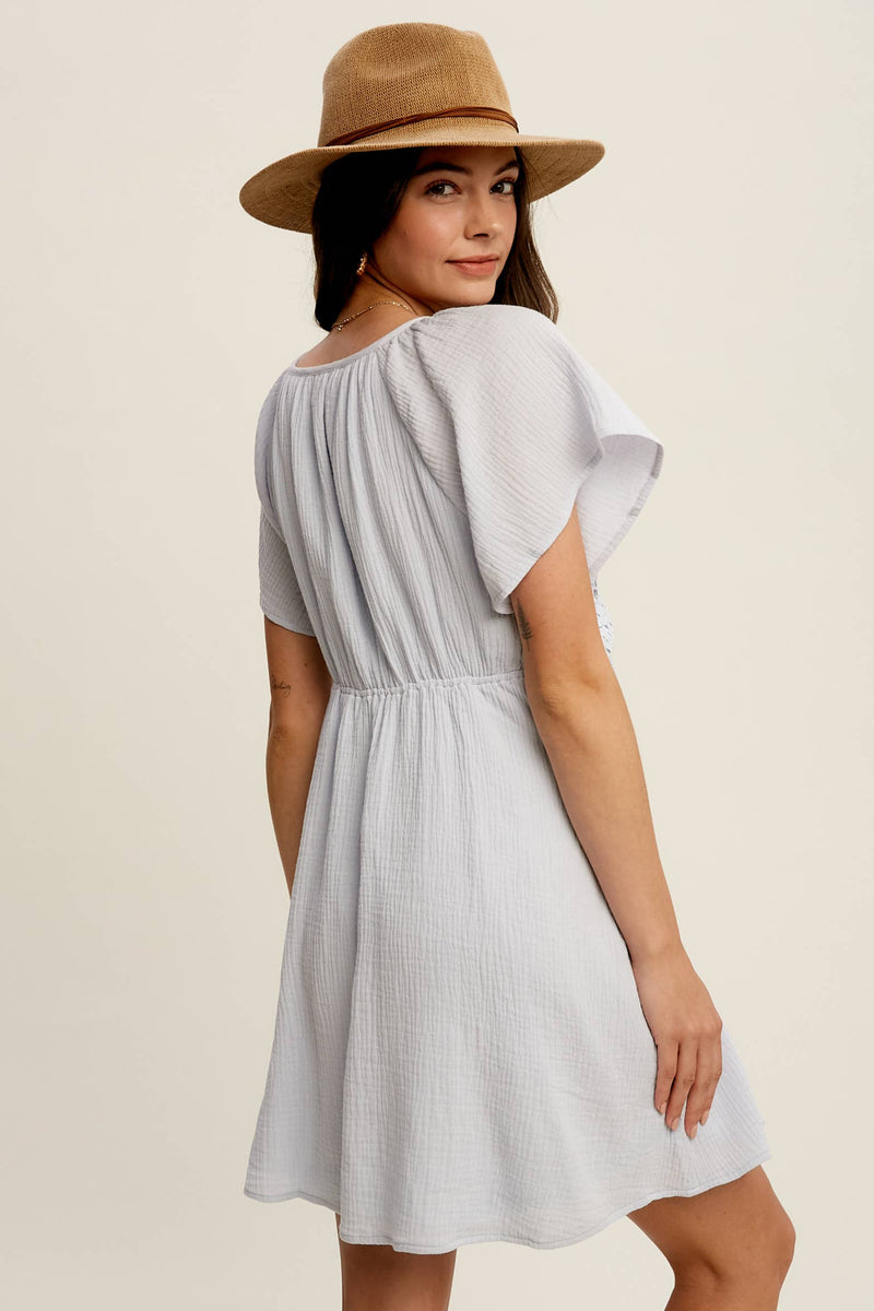 Lace Trim Babydoll Mini Dress