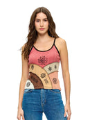 Boho Art Painted Patchwork Ribbed Tank Top