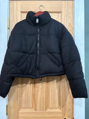 Zipper Down Ribbed Puffer Jacket with Pockets