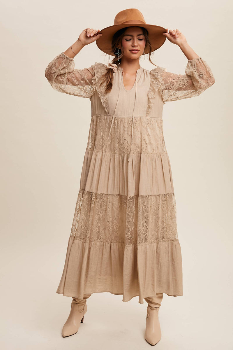 Tiered Lace Maxi Boho Dress