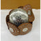 Leather Disc Belt Silver/ Tan
