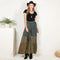 Boho Chic Tiered Patch Inserted Denim & Knit Pants