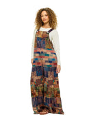 Overalls Soft Boho Geo Floral Tiered Wide Leg