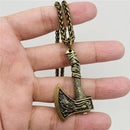 Raven Double Sided Axe Pendant Necklace