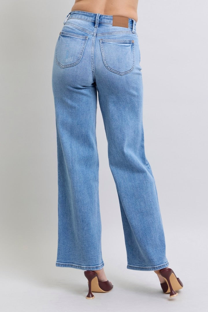 Judy Blue High Waisted Vintage Wash Retro Wide Leg