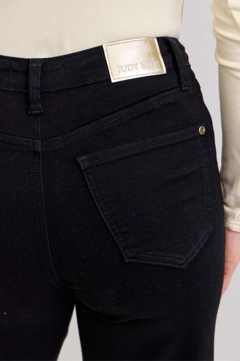 Judy Blue HW Retro Wide Leg Black Denim Jeans