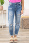 Judy Blue Hi- Waisted Cuffed Boyfriend Ripped Jean