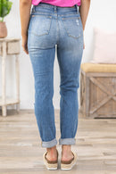 Judy Blue Hi- Waisted Cuffed Boyfriend Ripped Jean