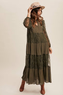 Tiered Lace Maxi Boho Dress