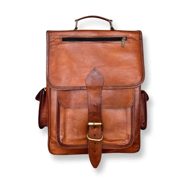 Three Pocket Leather Backpack