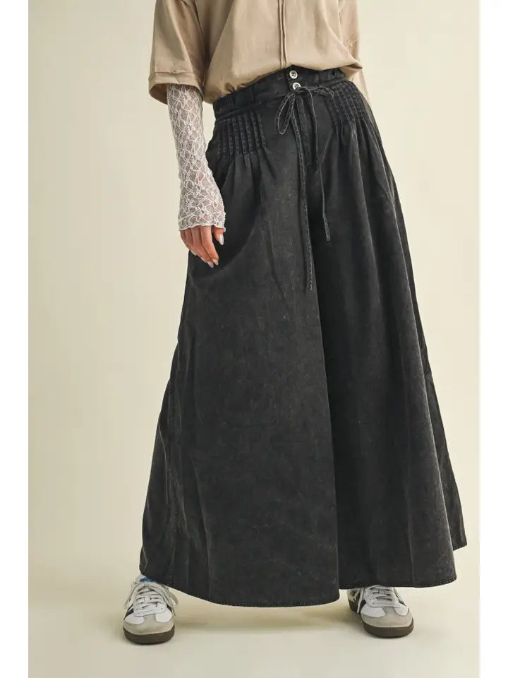 Pintuck Wide Leg Pants