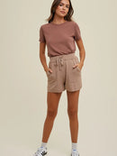 Ribbed Knit Basic T-Shirt