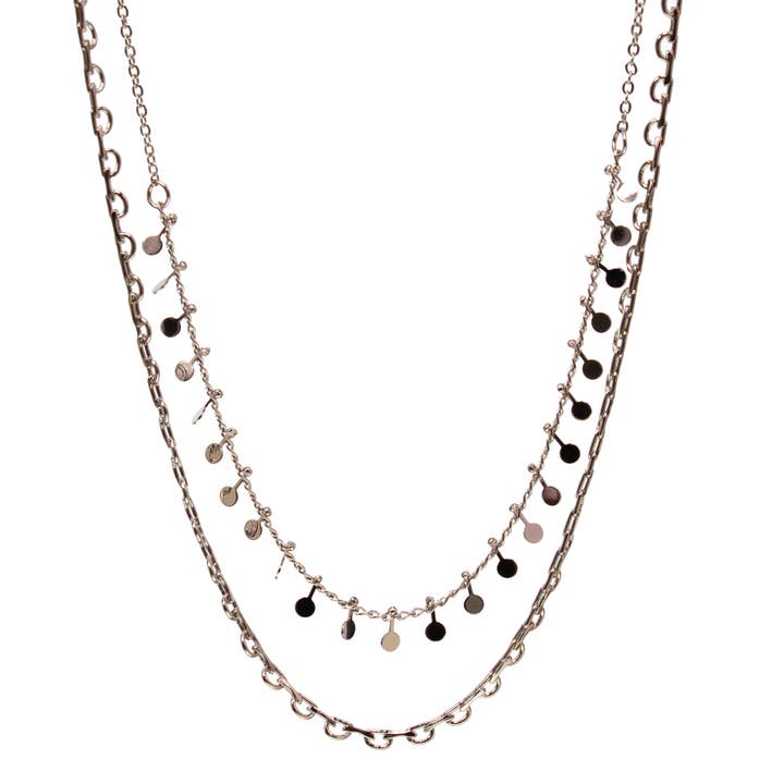 Double Chain Necklace with Coins