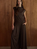 Knit Polyester Spandex Elastic Waist Wide Leg Pant