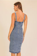 Rodeo Night Out Midi Stretchy Denim Dress