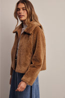 Plush Faux Fur Zip-Up Jacket