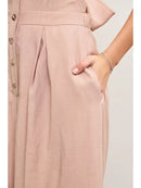 Indie Rose Button Front Halter  Neck Jumpsuit
