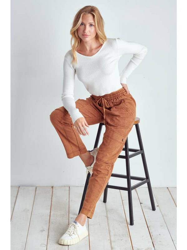 Mineral Washed Western Cargo Pants- Cinnamon