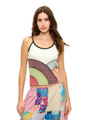Boho Hippy Patchwork Ribbed Tank Top