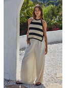 Knit Sweater Cotton Crochet Striped Halter Top