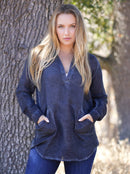 Anoushka Linen Top - Navy
