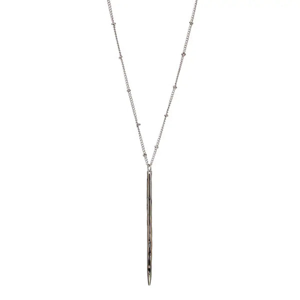 Spike Necklace Long Chain w Beads