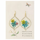 Yellow Pink Dried Flower Gold Marquise Earrings
