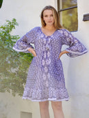 Amaya Block Printed Dress - Grey