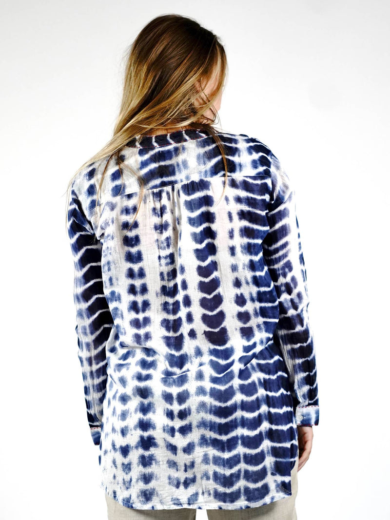 Norie Shibori Top - Navy