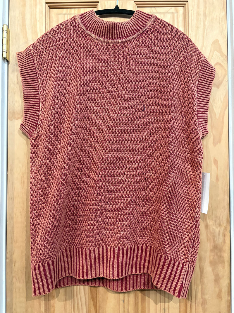 Cap Sleeve Round Neck Mineral Wash Sweater