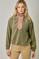 Corduroy Double Collared Pullover Jacket