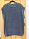 Cap Sleeve Round Neck Mineral Wash Sweater