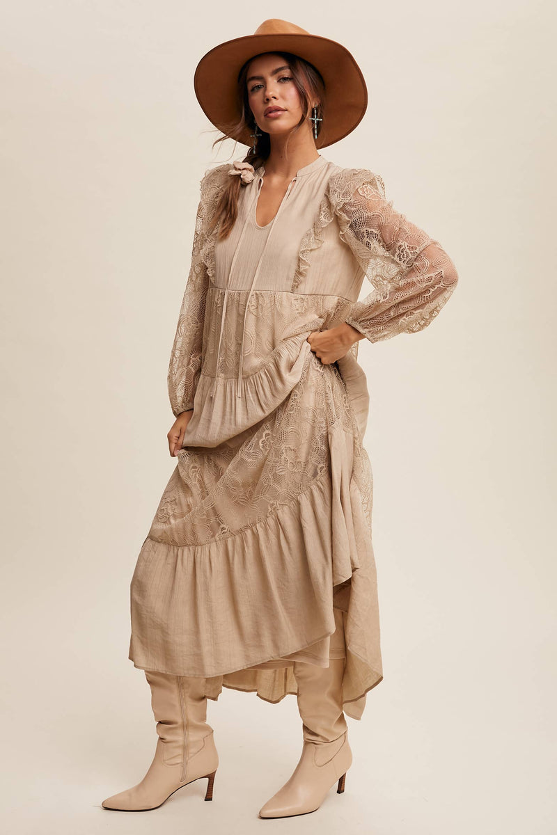 Tiered Lace Maxi Boho Dress