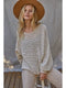 Sweater Knit Crochet Round Neck Long Sleeve Top