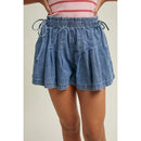 Pleated Denim Shorts