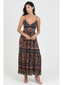 V Neck Twist Front Cut Out Maxi Dress-Black