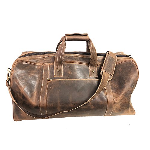 Honey Brown Leather Duffle Bag