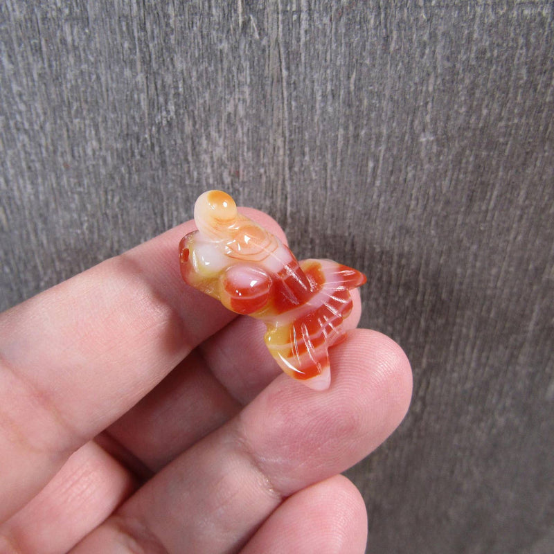 Carnelian & Green Agate Goldfish Figurine Beads