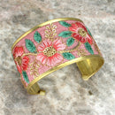 Soft Pink Floral Embroidered Cuff Bracelet