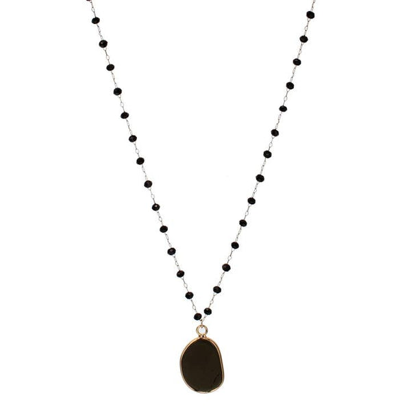 Semi Precious  Stone Pendant with Crystal Bead Chain