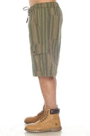Stripe Cotton Cargo Pocket Shorts