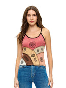 Boho Art Painted Patchwork Ribbed Tank Top