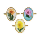 Oval Adjustable Gold Dried Flower Ring